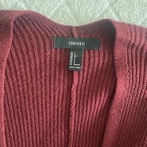 Forever 21 Open Ribbed Cardigan - Wine Red